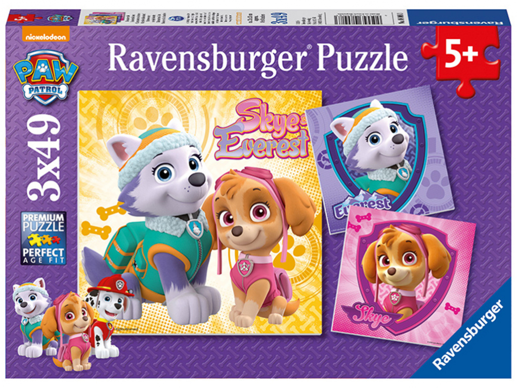 Puzzle Labková Patrola: Skye&Everest 3x49 dielikov