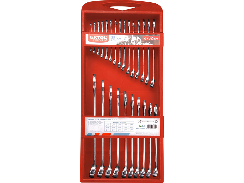 Sada očkoplochých kľúčov v plastovej kazete, 6-32mm, 25 dielov, EXTOL PREMIUM