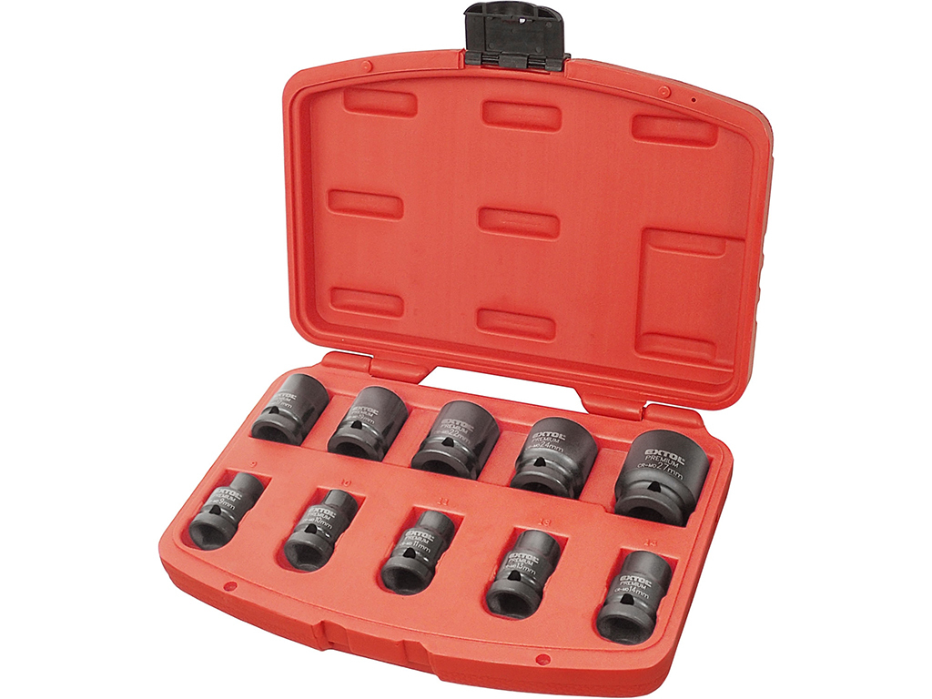 Sada rázových nástrčných hlavíc 1/2", 10 dielov, EXTOL PREMIUM
