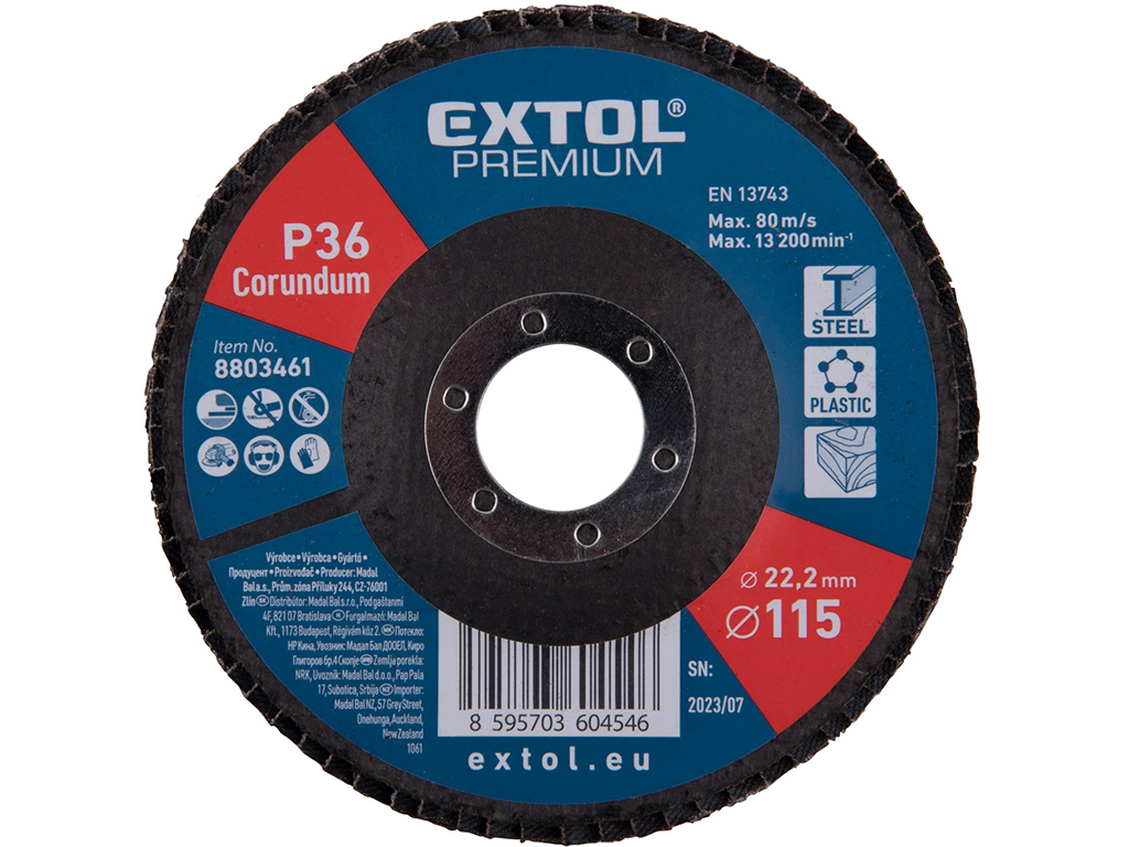Kotúč lamelový, korundový, EXTOL PREMIUM