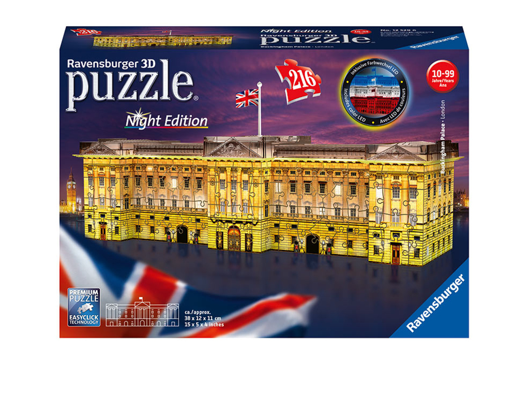 3D puzzle Buckinghamský palác, Nočná edícia 216 dielikov