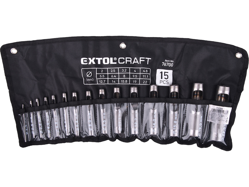 Sada dierovačov kože, 15 dielov, EXTOL CRAFT