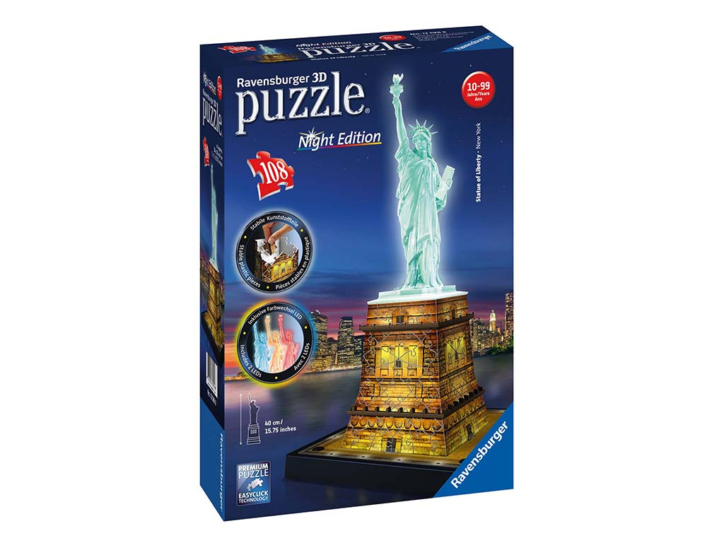 3D puzzle Socha Slobody, Nočná edícia 108 dielikov