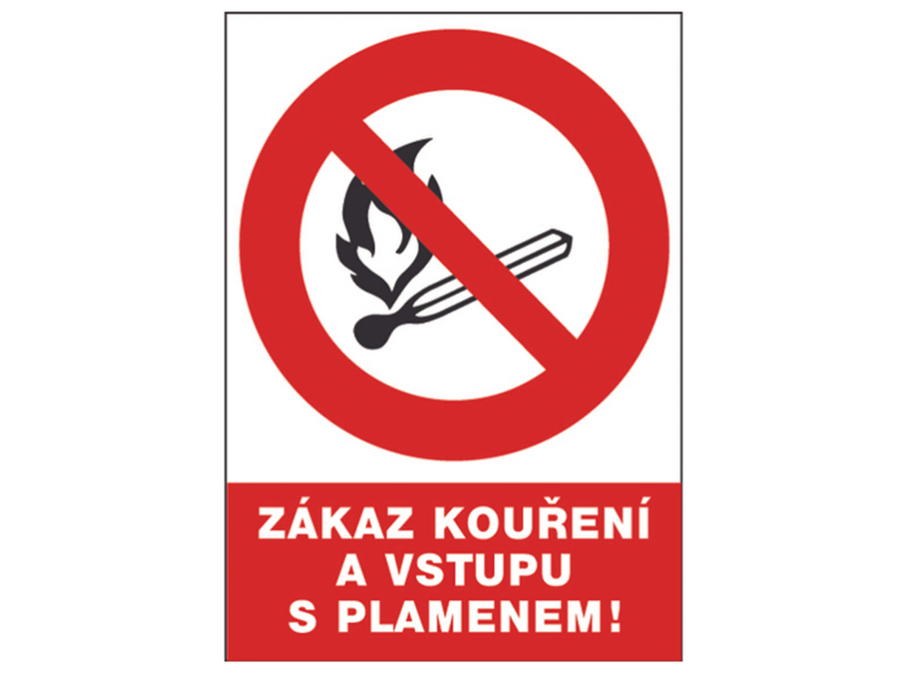 Tabuľka bezpečnostná - Zákaz fajčenia a vstupu s plameňom