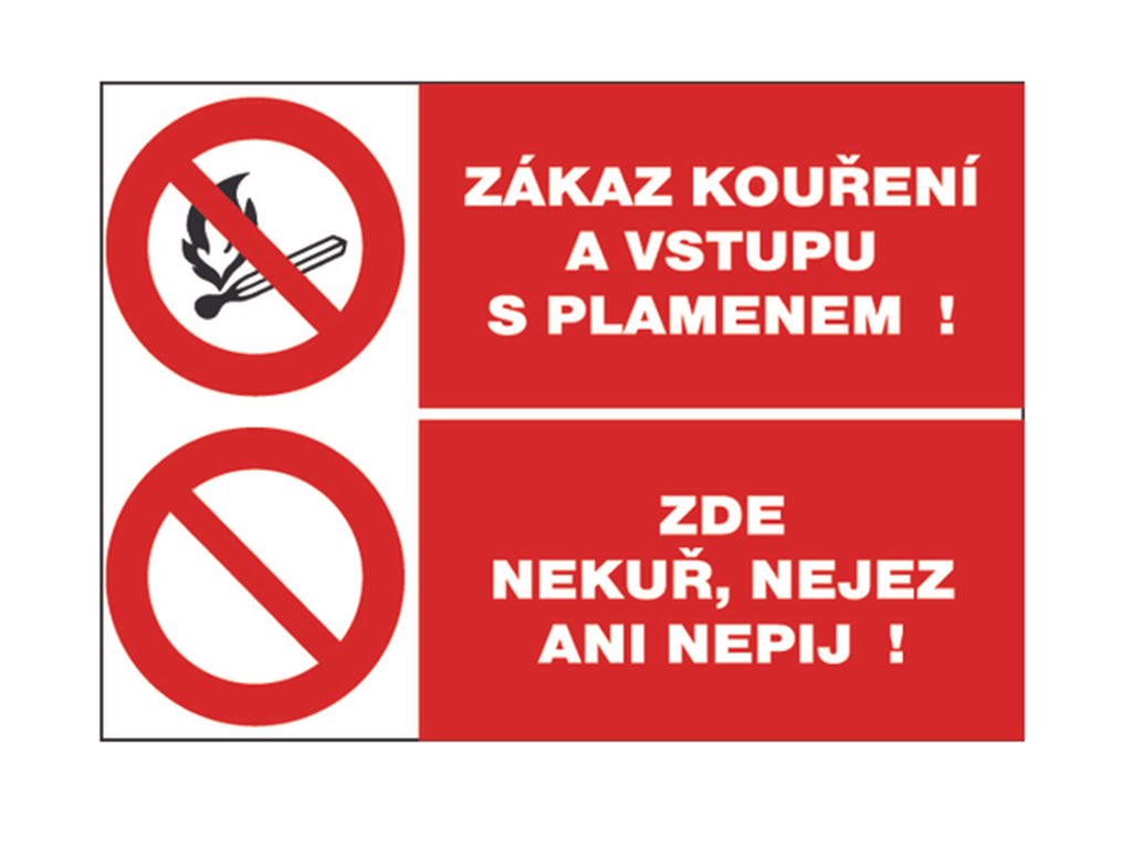Tabuľka bezpečnostná - Zákaz fajčenia a vstupu s plameňom/nejedz