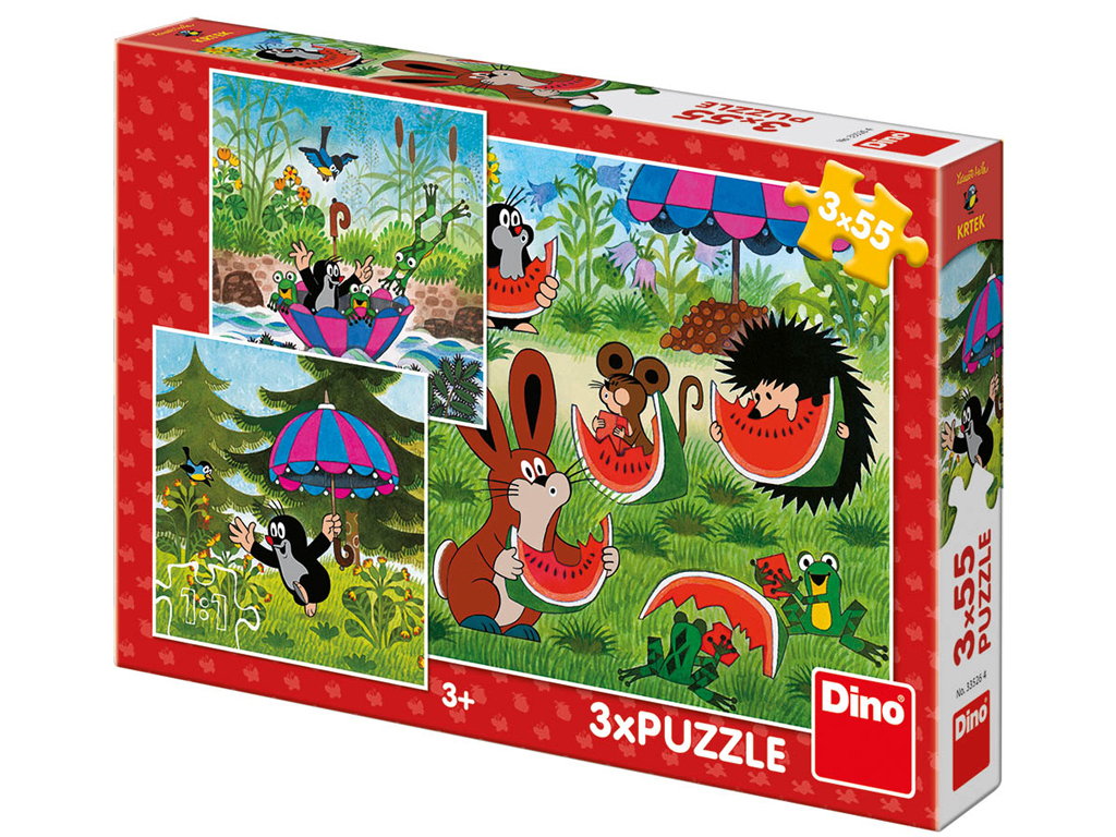 Puzzle Krtko a dáždnik 3x55 dielikov