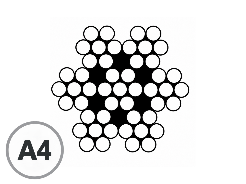 Lanko nerezové, DIN 3055, A4, konštrukcia 7x7 dr.