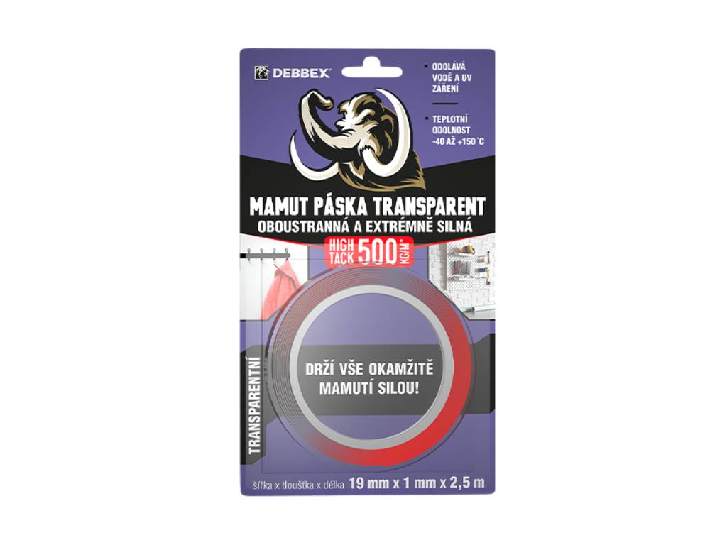 Páska obojstranná a extrémne silná, MAMUT PÁSKA TRANSPARENT