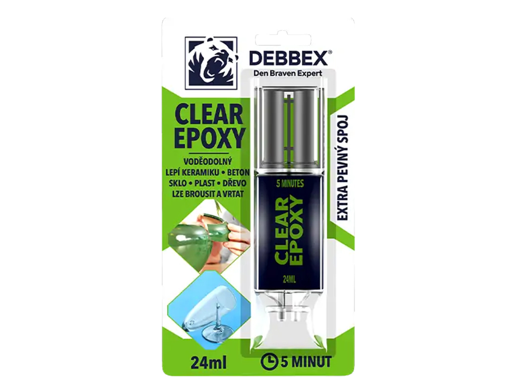 Lepidlo dvojzložkové transparentné Clear Epoxy, Den Braven