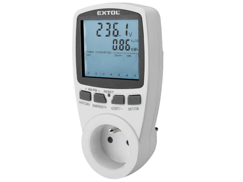 Wattmeter - merač el. energie, EXTOL PREMIUM
