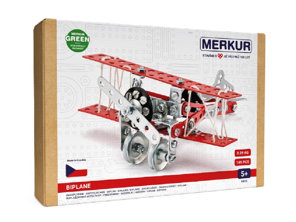 Merkur stavebnica 051 - dvojplošník, 148 dielov