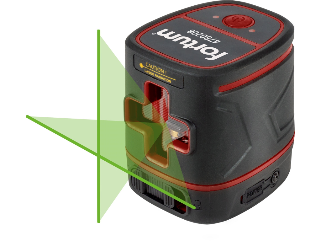 Laser krížový samonivelačný, zelený, FORTUM