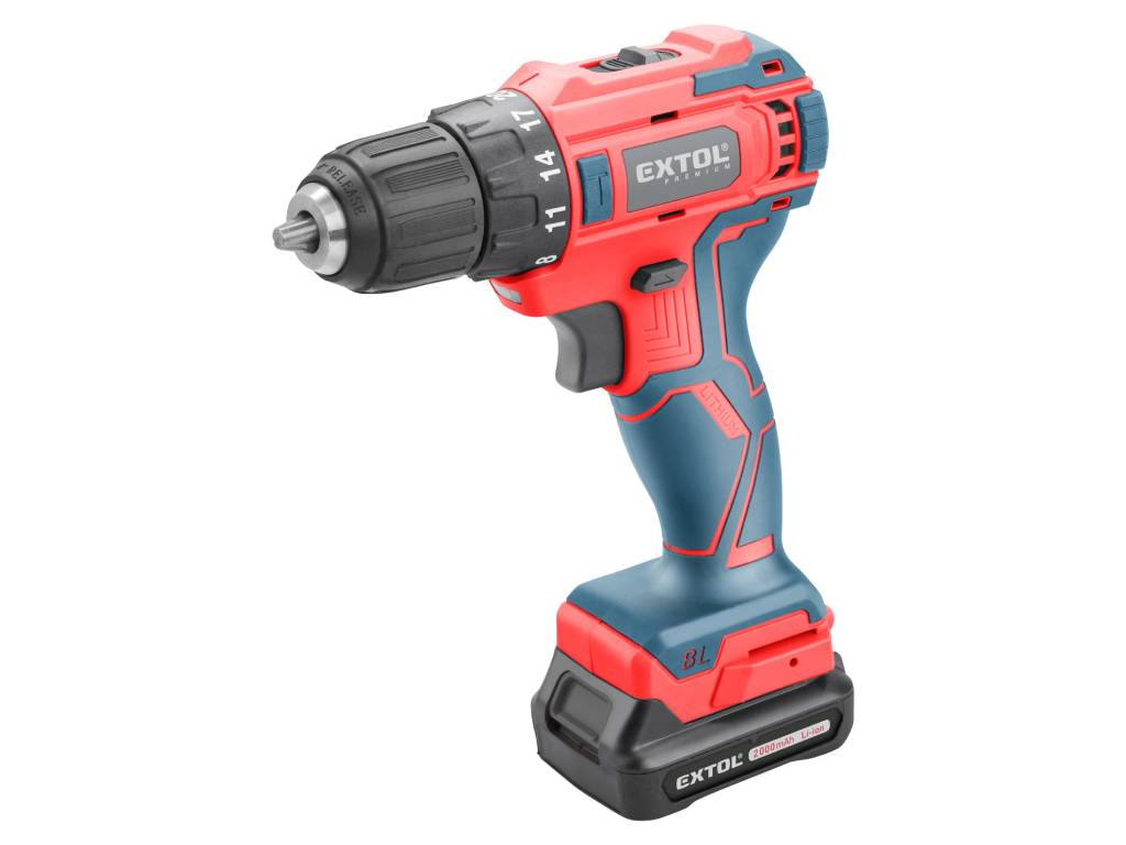 Vŕtací skrutkovač aku 12V BRUSHLESS, EXTOL PREMIUM