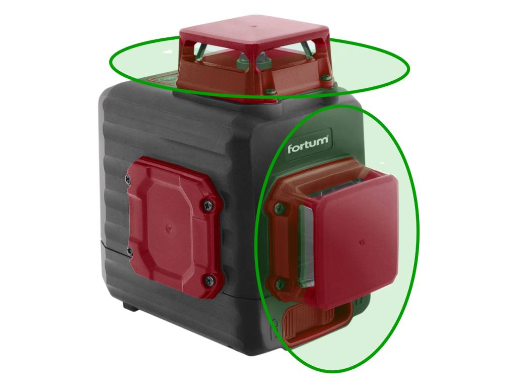 Laser zelený 2D líniový, krížový samonivelačný, FORTUM
