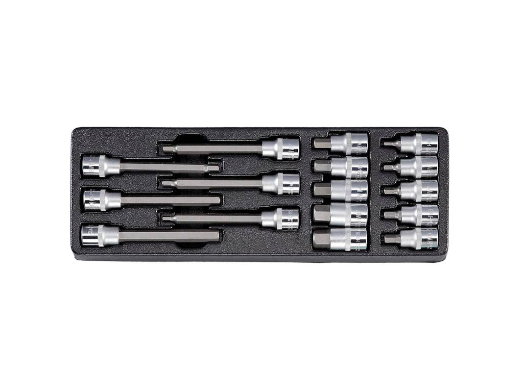 Modul A sada zástrčných hlavíc IMBUS 1/2” pre dielenský vozík, 16 dielov, HONITON