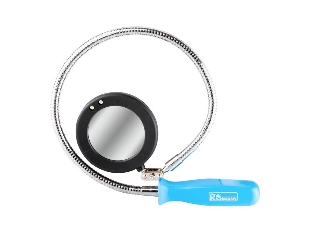 Zrkadielko okrúhle inšpekčné magnetické ohybné s LED diódami, RICHMANN