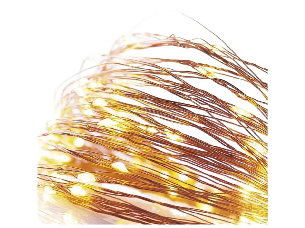 Reťaz vianočná nano LED, medená, AA, vnútorná, teplá biela, časovač, EMOS