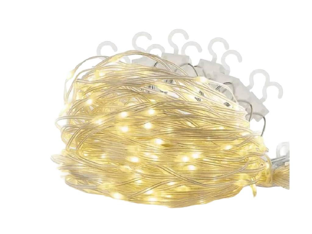 Reťaz vianočná drop LED záclona, vonkajšia aj vnútorná, teplá biela, programy, EMOS