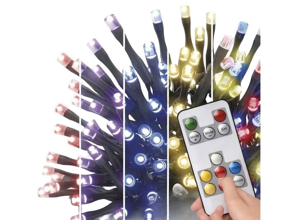 Reťaz vianočná LED, vonkajšia i vnútorná, RGB, ovládač, programy, časovač, EMOS