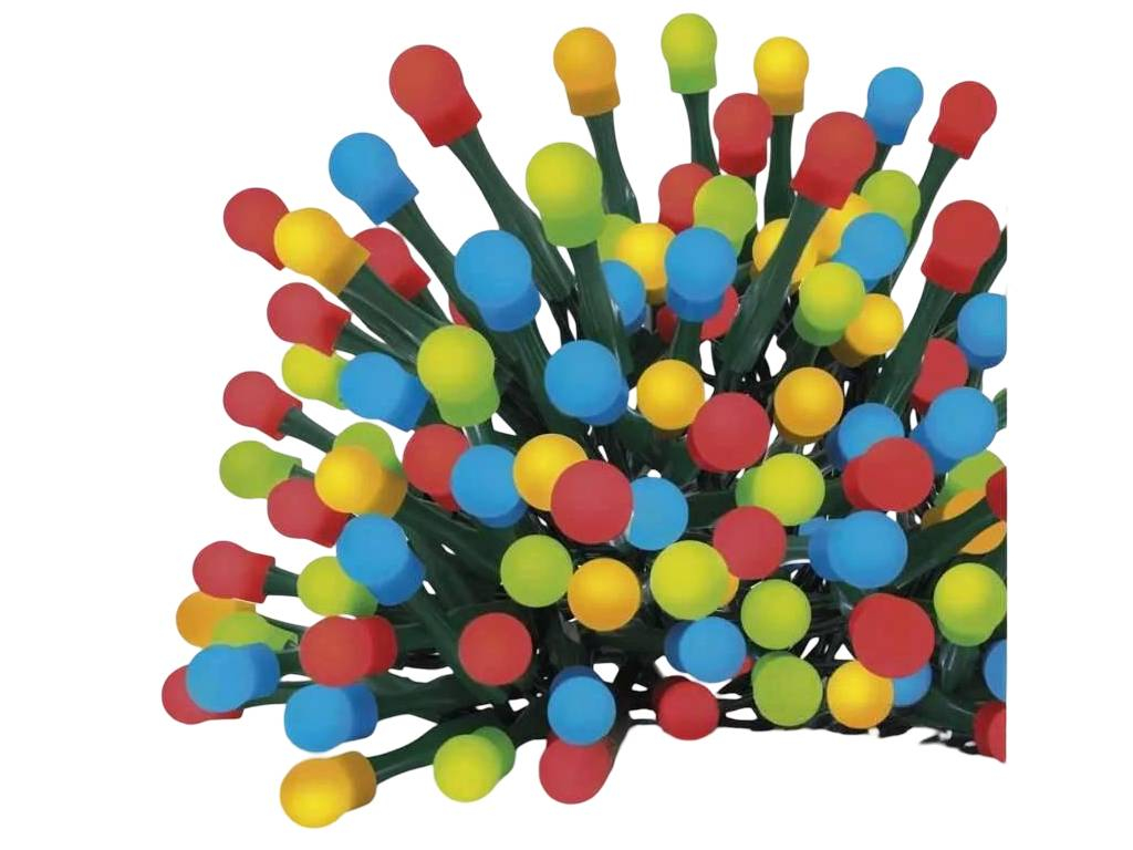 Reťaz vianočná cherry LED, guľôčky, vonkajšia aj vnútorná, multicolor, programy, časovač, EMOS