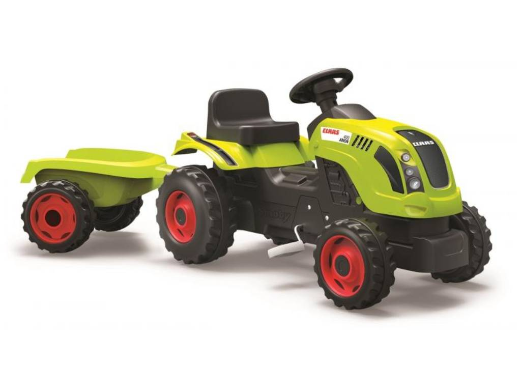 Šliapací traktor CLAAS zelený s vozíkom