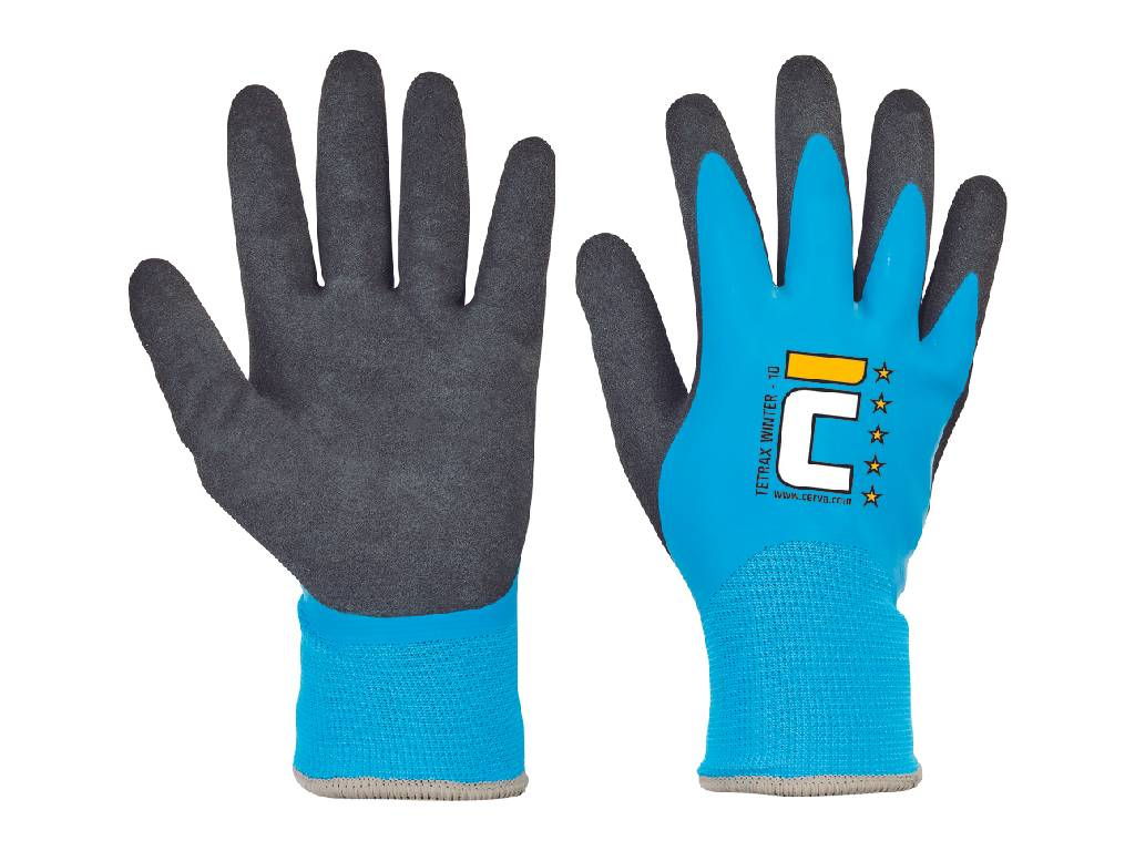 Rukavice nylonové máčané v latexe, blister, zimné, TETRAX WINTER, CERVA