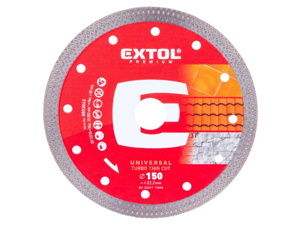 Kotúč rezný diamantový, TURBO Thin Cut, EXTOL PREMIUM