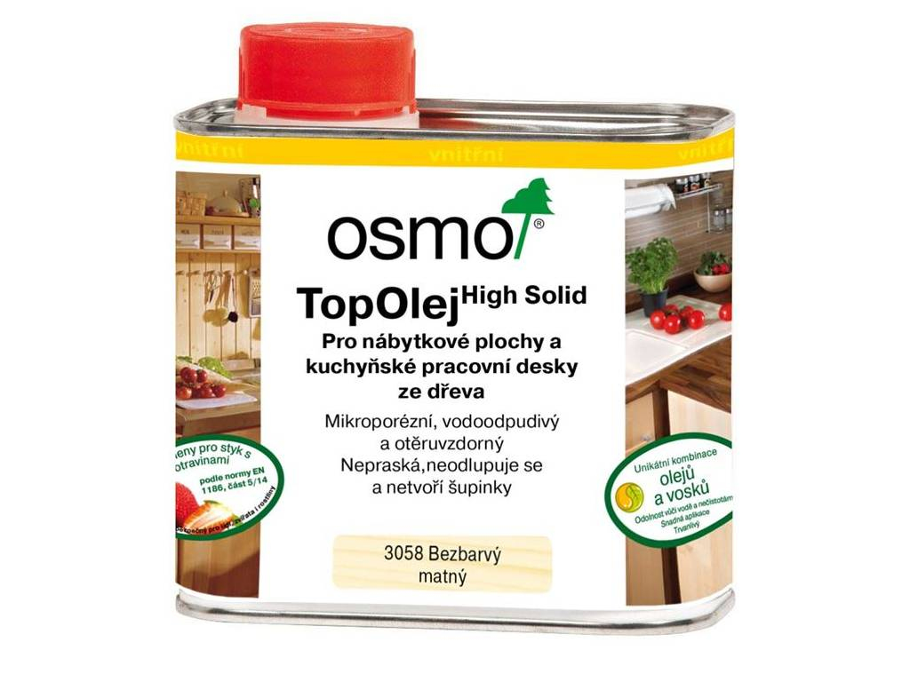 Olej TOP bezfarebný polomatný, 3058, OSMO