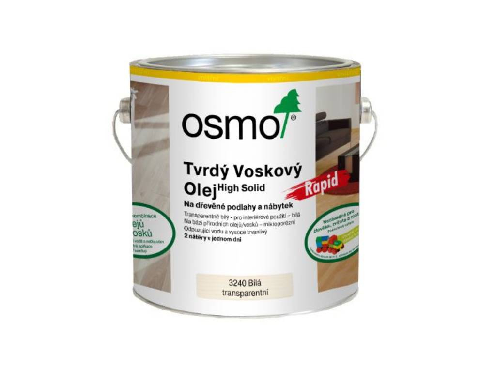 Olej tvrdý voskový Biely transparentný RAPID 3240, OSMO