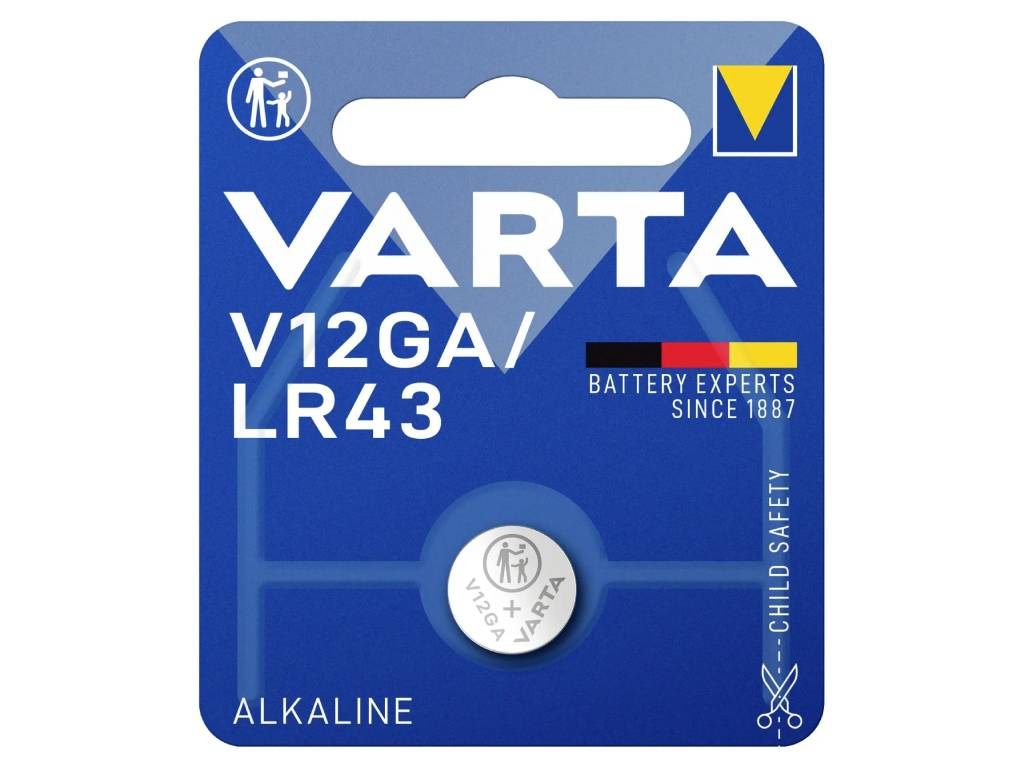 Alkalická gombíková batéria Varta LR43 (V12GA, AG12)