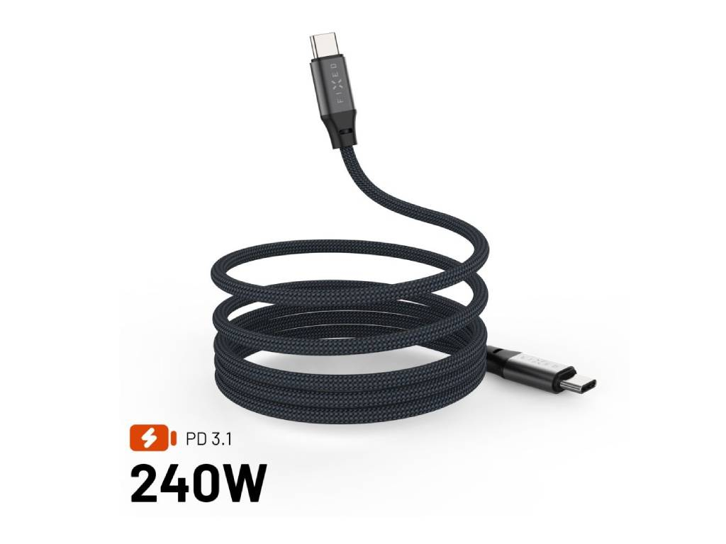 Magnetický opletený kábel FIXED USB-C/USB-C, 240W, PD