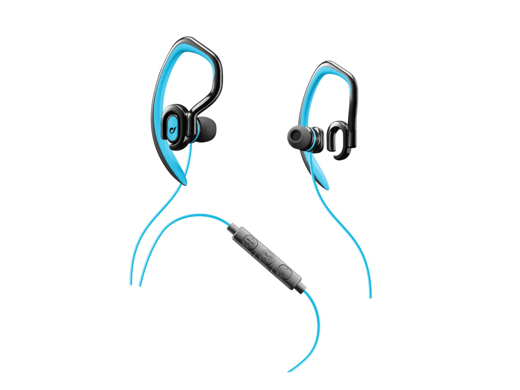 Športové in-ear stereo slúchadlá CELLULARLINE SPORT JUMP s externým hákom, AQL® certifikácia, 3,5 mm jack