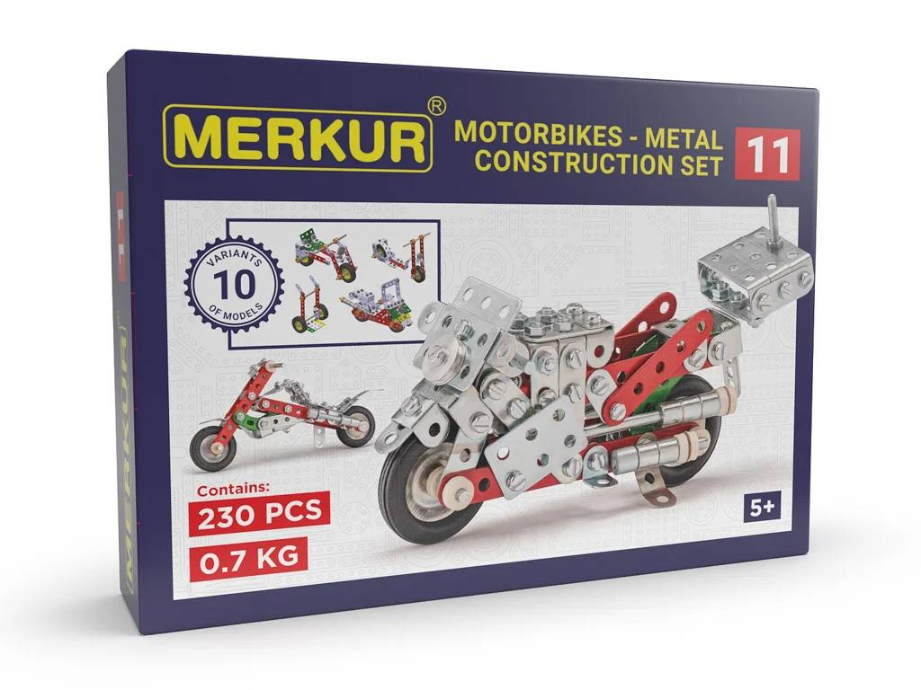 Merkur stavebnica - 011 Motocykel, 230 dielov, 10 modelov