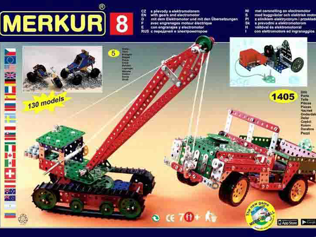 Merkur 8 univerzálna stavebnica, 1405 dielov, 130 modelov