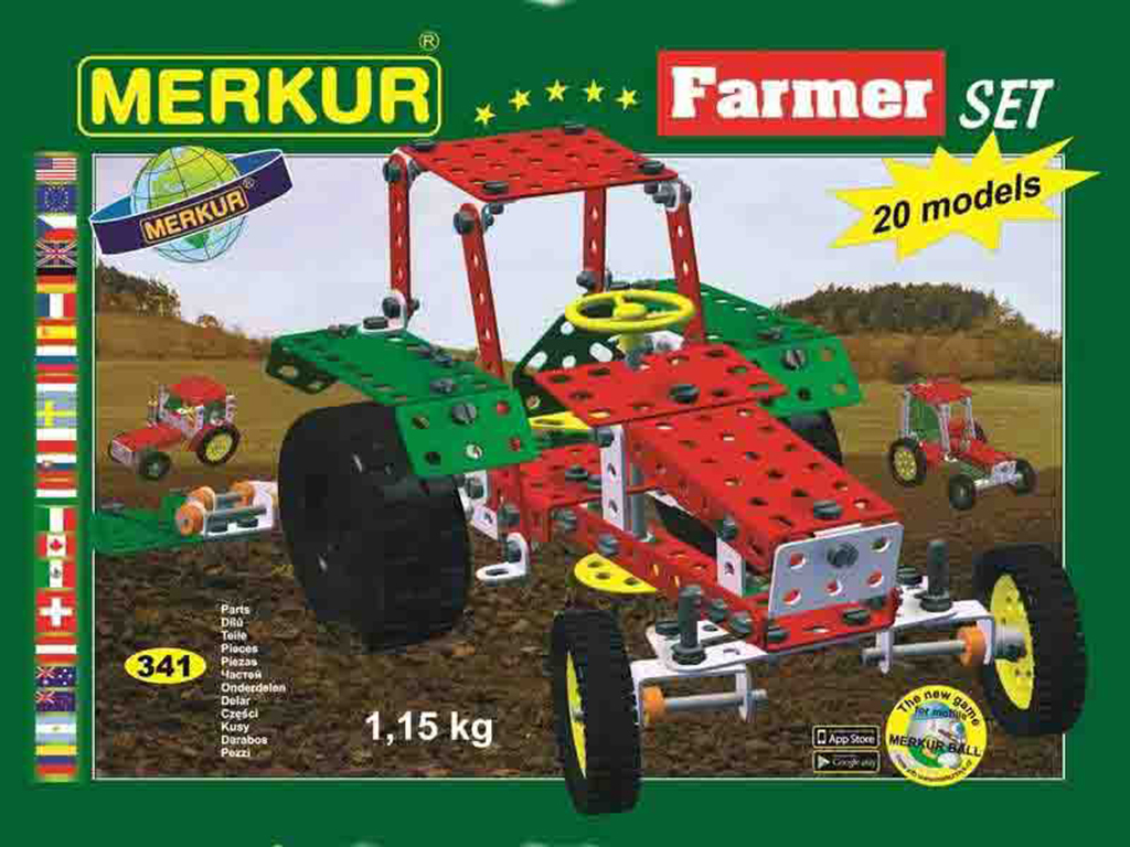 Merkur stavebnica Farmer Set, 341 dielov, 20 modelov