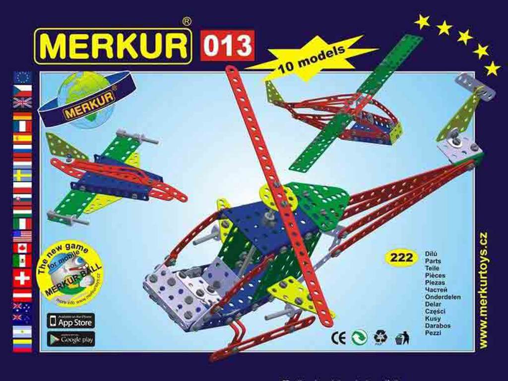 Merkur stavebnica - 013 Vrtuľník, 222 dielov, 10 modelov