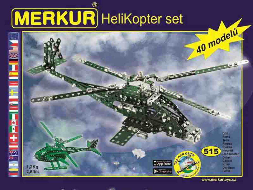 Merkur stavebnica - Helikoptéra Set, 515 dielov, 40 modelov