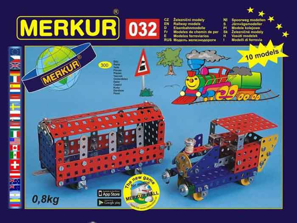 Merkur stavebnica 032 Železničné modely, 300 dielov, 10 modelov