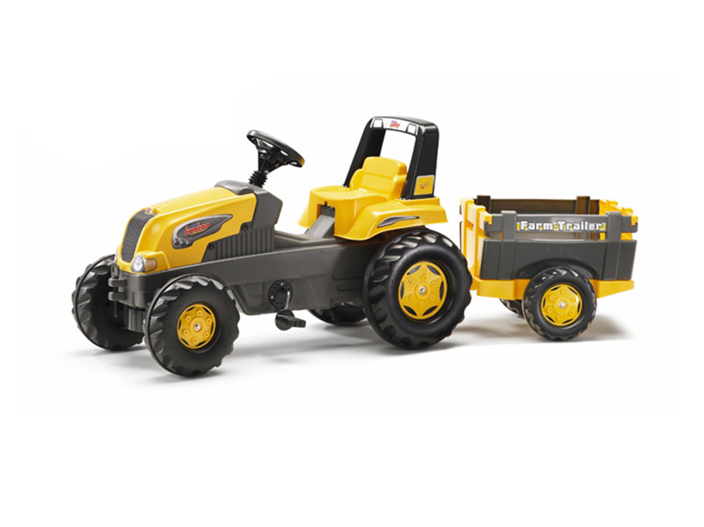 Šliapací traktor Rolly Junior s Farm vlečkou - žltý