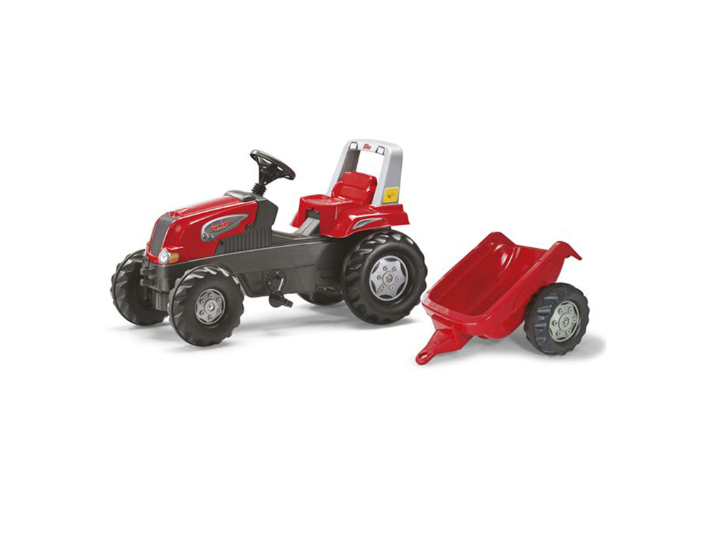 Šliapací traktor Rolly Junior s vlečkou červený akčný