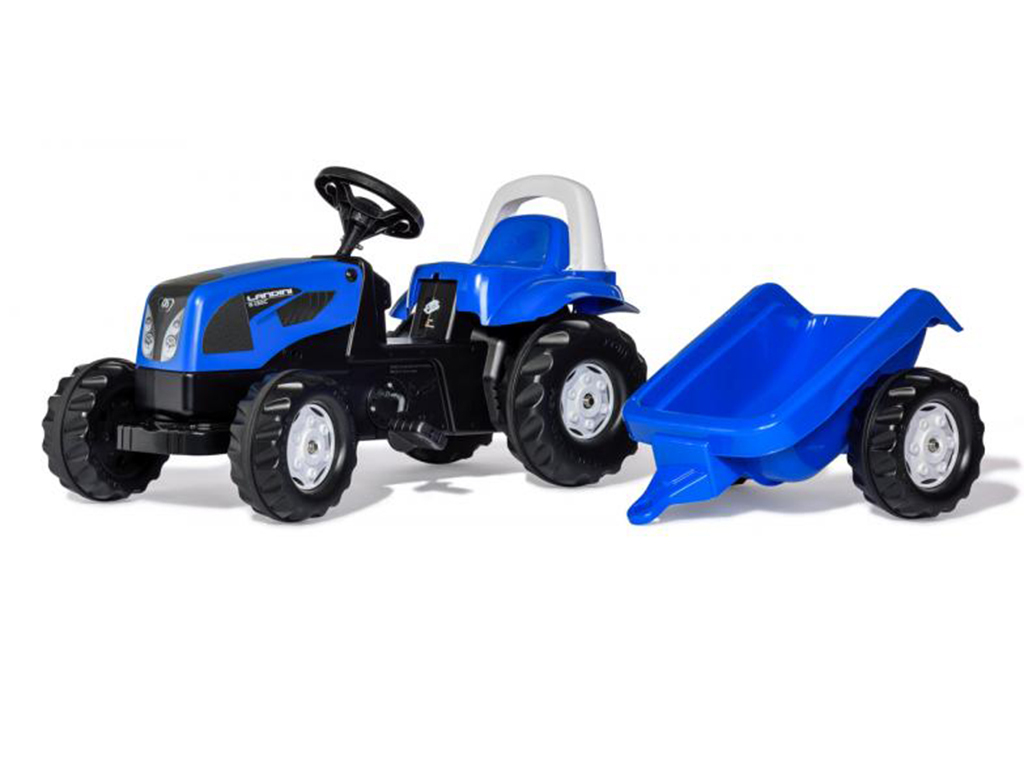 Šliapací traktor Rolly Kid Landini modrý s vlekom