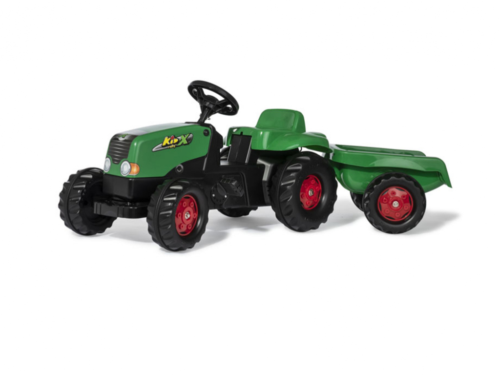 Šliapací traktor Rolly Kid s vlečkou - zeleno-červený