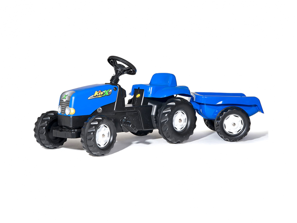 Šliapací traktor Rolly Kid s vlečkou modrý