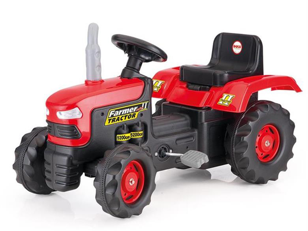 Veľký šliapací traktor, červený