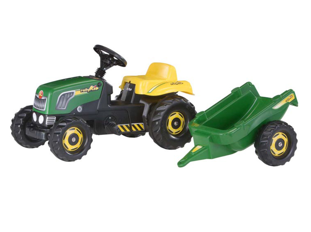 Šliapací traktor Rolly Kid s vlečkou - tmavozelený