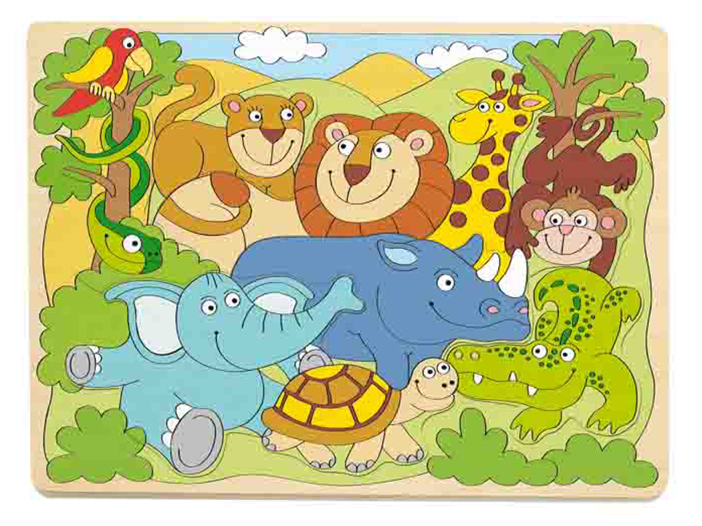 Puzzle na doske Africké veselé zvieratká