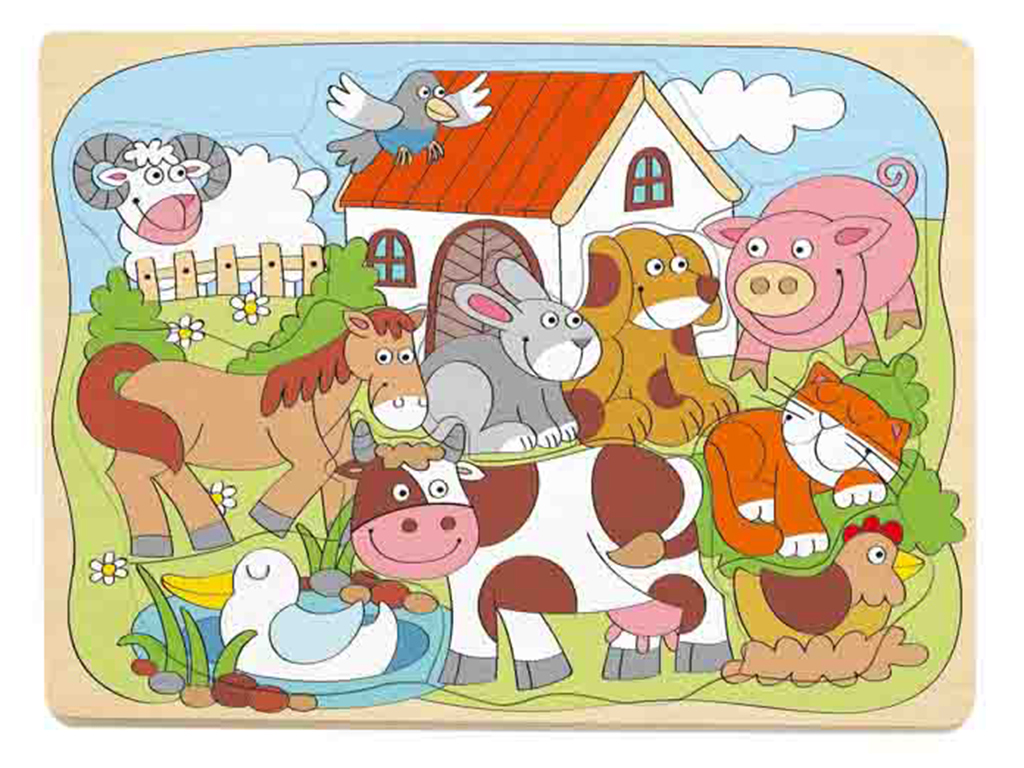 Puzzle na doske Domáce veselé zvieratká