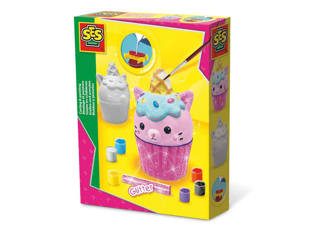 Sadrový odliatok cupcake a maľovanie s glitrami