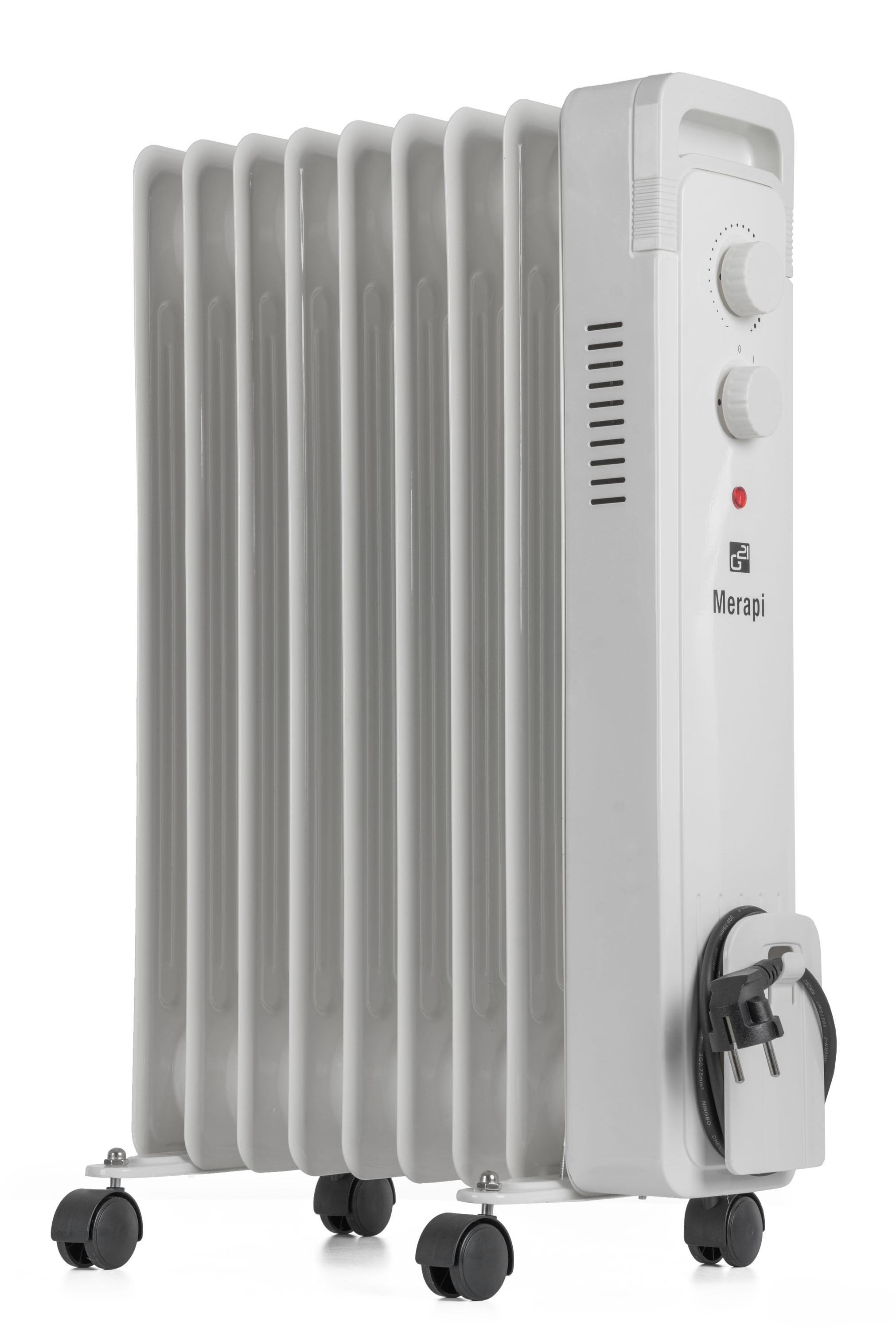 Bílý olejový radiátor G21 Merapi s 9 žebry a výkonem 2000 W
