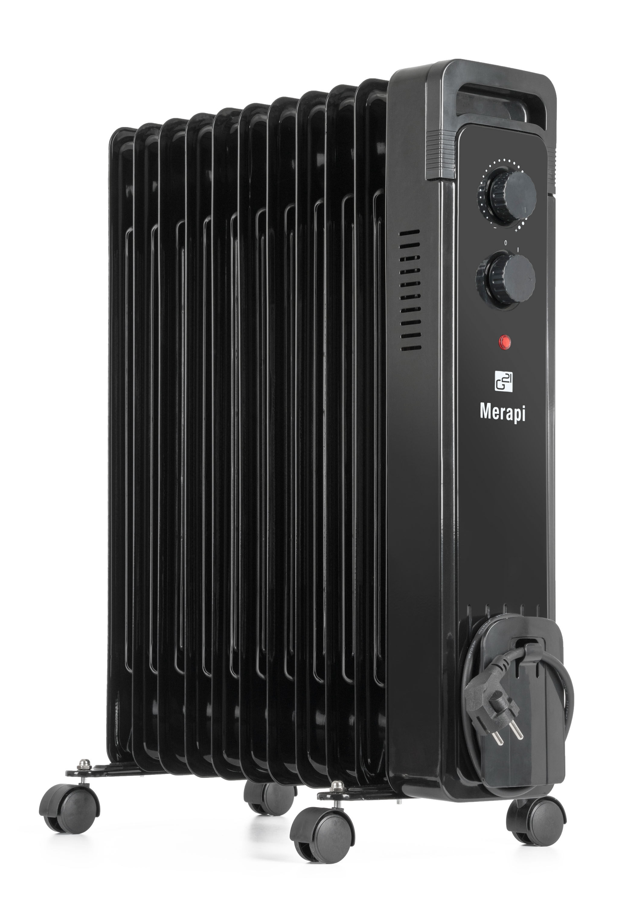 Černý olejový radiátor G21 Merapi s 11 žebry a výkonem 2500 W